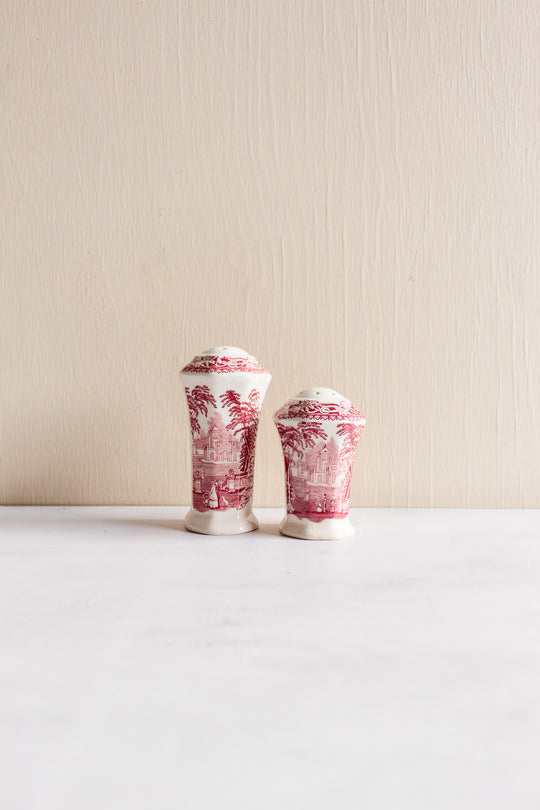 antique English Mason ironstone “Vista Pink” dinnerware collection