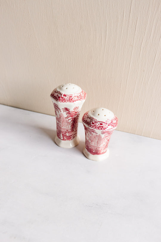 antique English Mason ironstone “Vista Pink” dinnerware collection