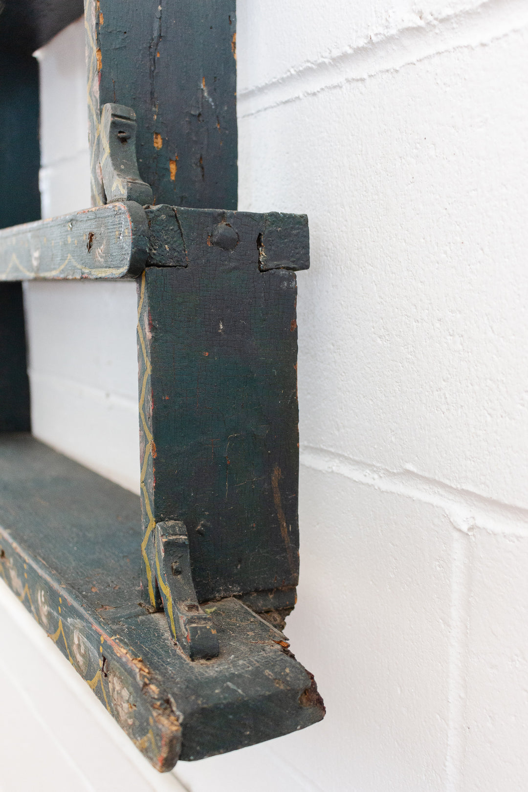 19th century European folk art spice rack shelf