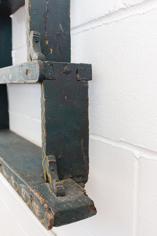 19th century European folk art spice rack shelf