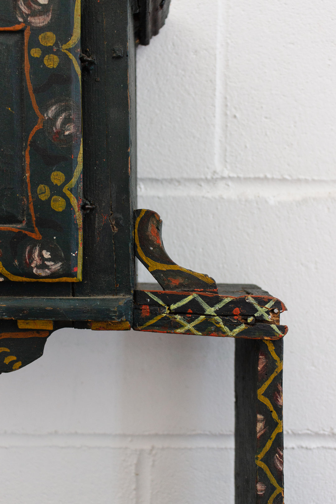 19th century European folk art spice rack shelf