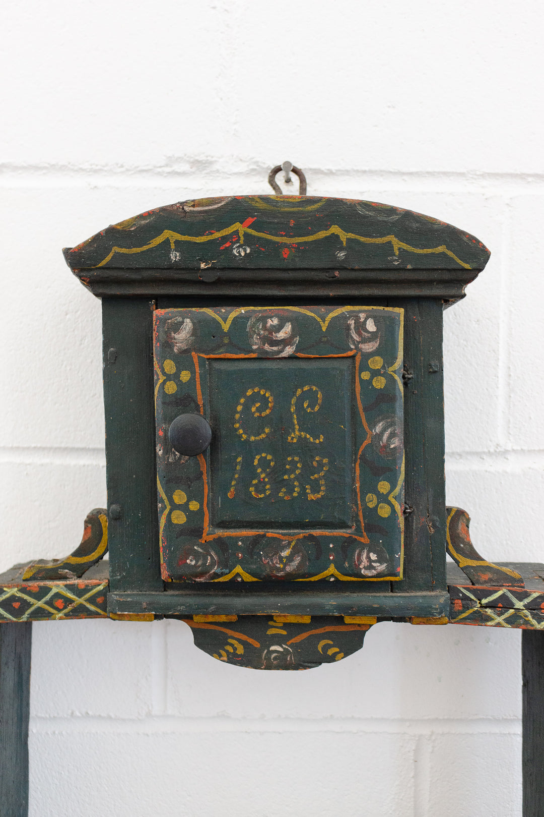 19th century European folk art spice rack shelf
