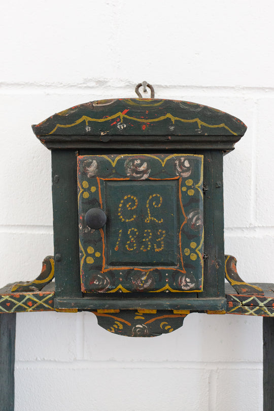 19th century European folk art spice rack shelf