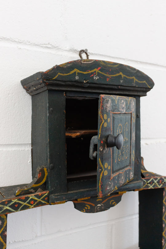 19th century European folk art spice rack shelf