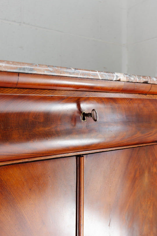 19th century French Louis Philippe flame mahogany and marble top side board