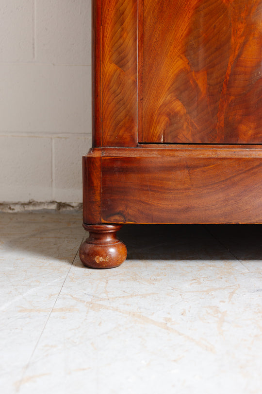 19th century French Louis Philippe flame mahogany and marble top side board