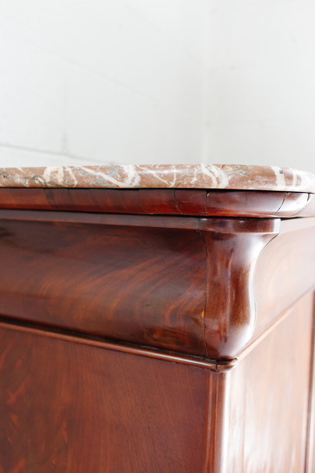 19th century French Louis Philippe flame mahogany and marble top side board