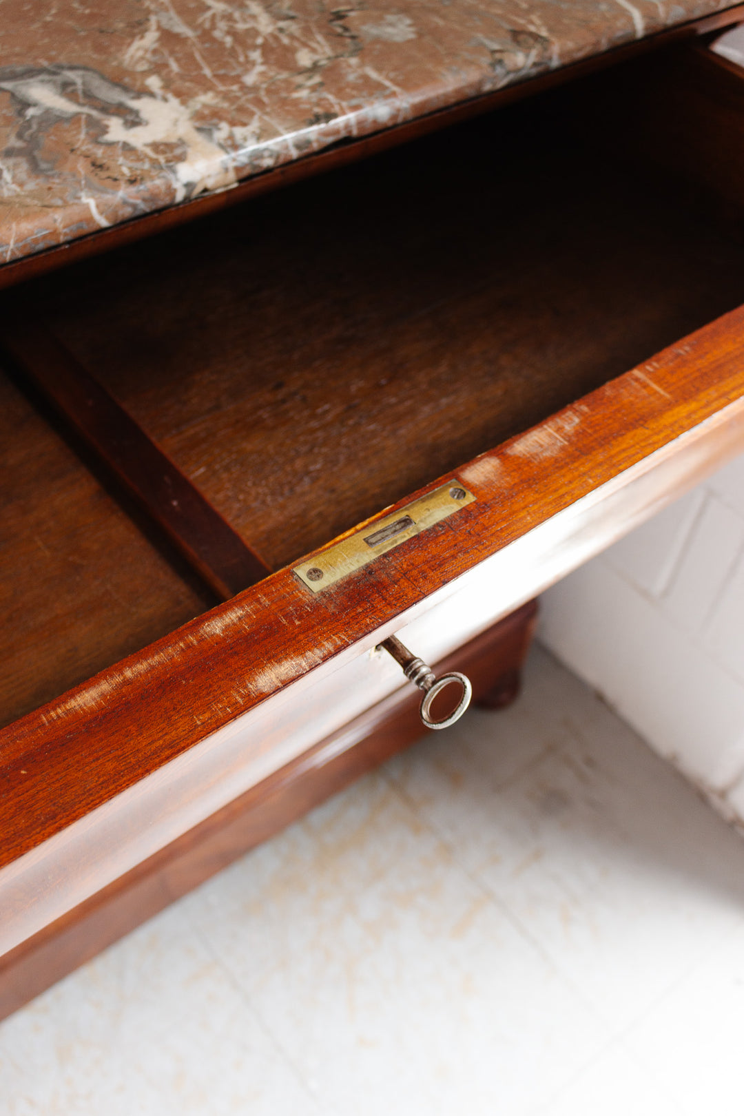 19th century French Louis Philippe flame mahogany and marble top side board
