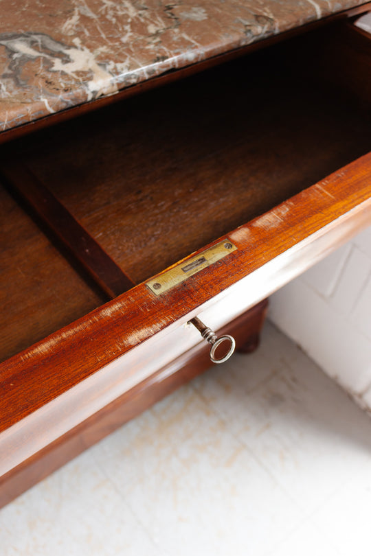 19th century French Louis Philippe flame mahogany and marble top side board