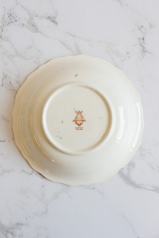 antique crown ducalware birds of paradise hand painted serving bowl