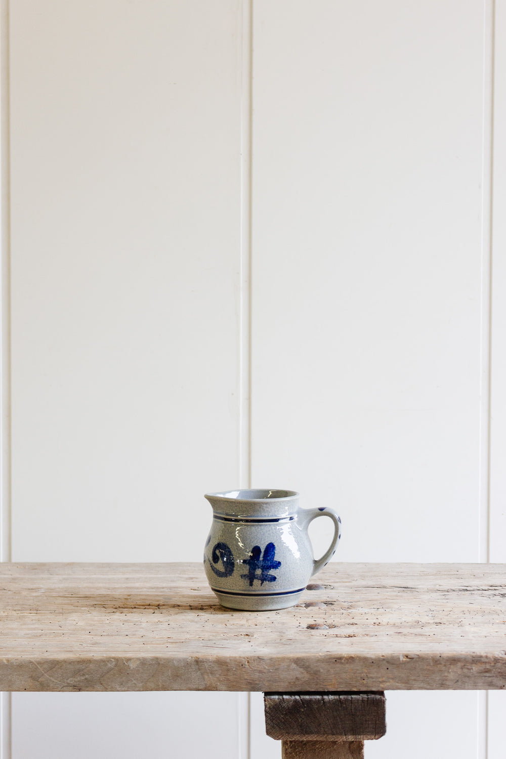 vintage german marzi & remi cobalt blue salt glazed pitcher