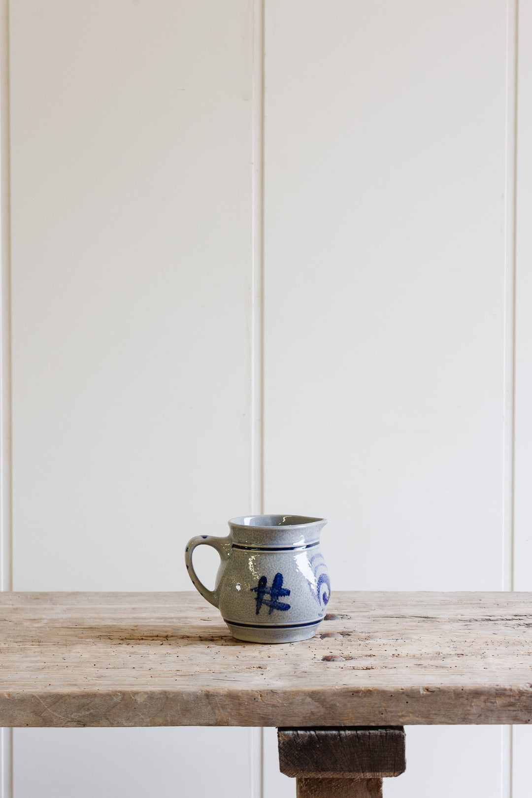 vintage german marzi & remi cobalt blue salt glazed pitcher