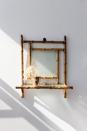 vintage french faux bamboo and glass shelf