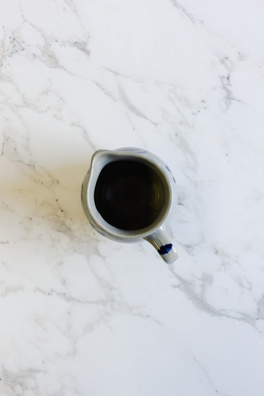 vintage german marzi & remi cobalt blue salt glazed pitcher