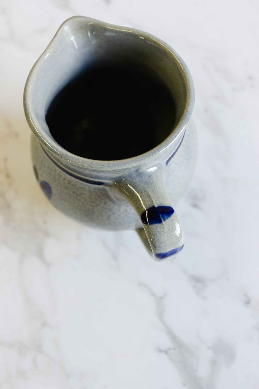 vintage german marzi & remi cobalt blue salt glazed pitcher