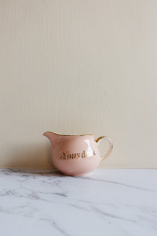 vintage pink and gold villeroy & boch "nous deux" creamer
