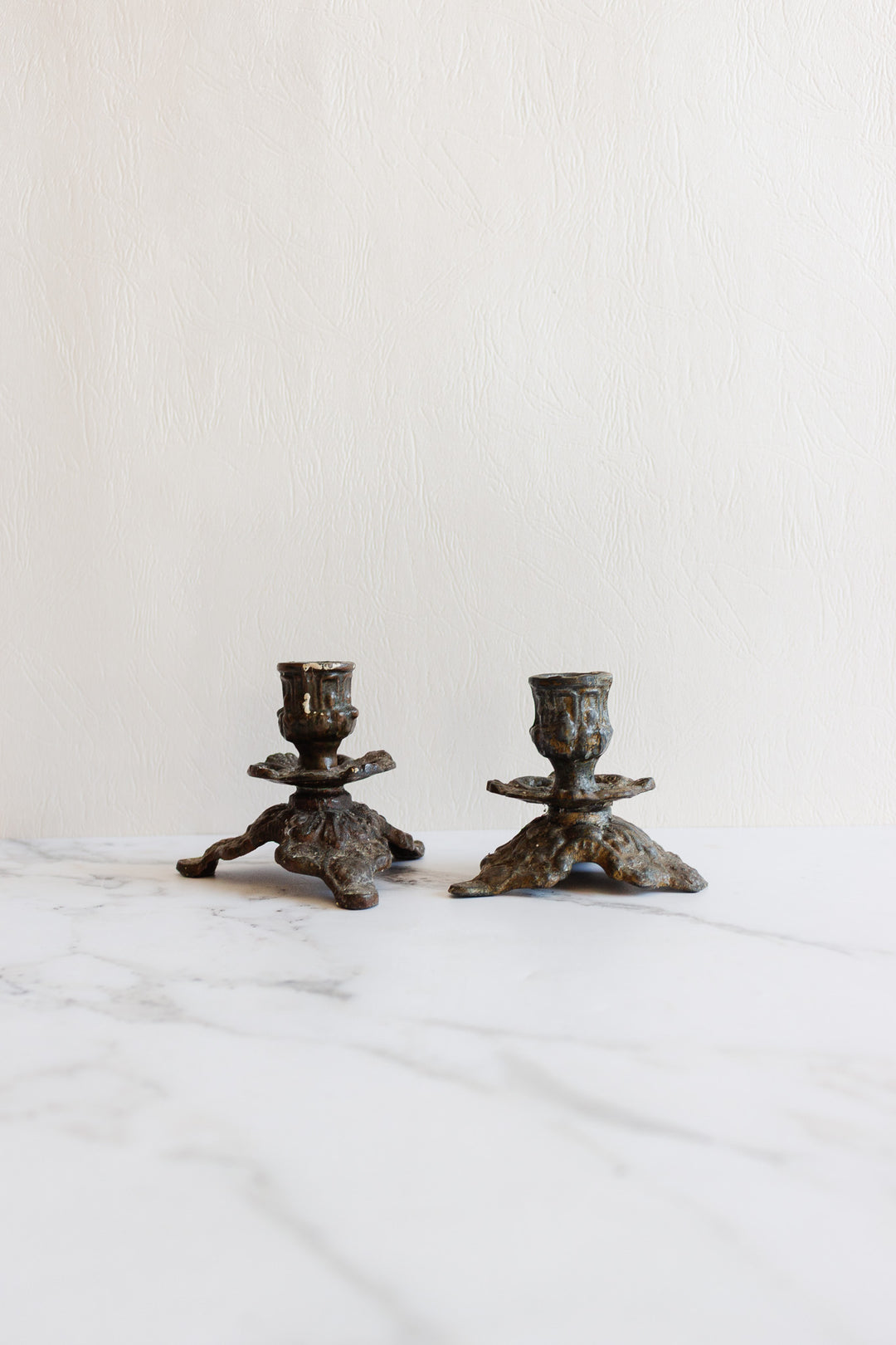 antique french ornate candlestick pair