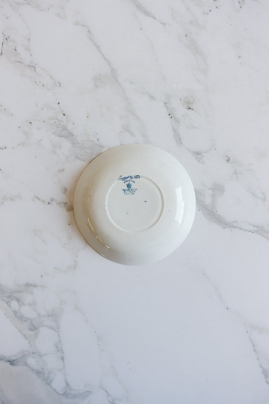 antique blue and white teacup and saucer by keeling & co ltd