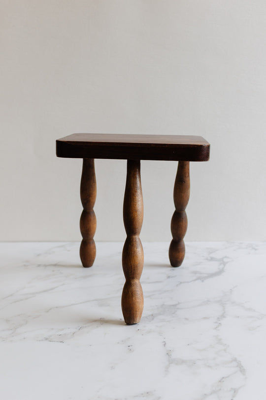 vintage french turned leg wood "petite" stool