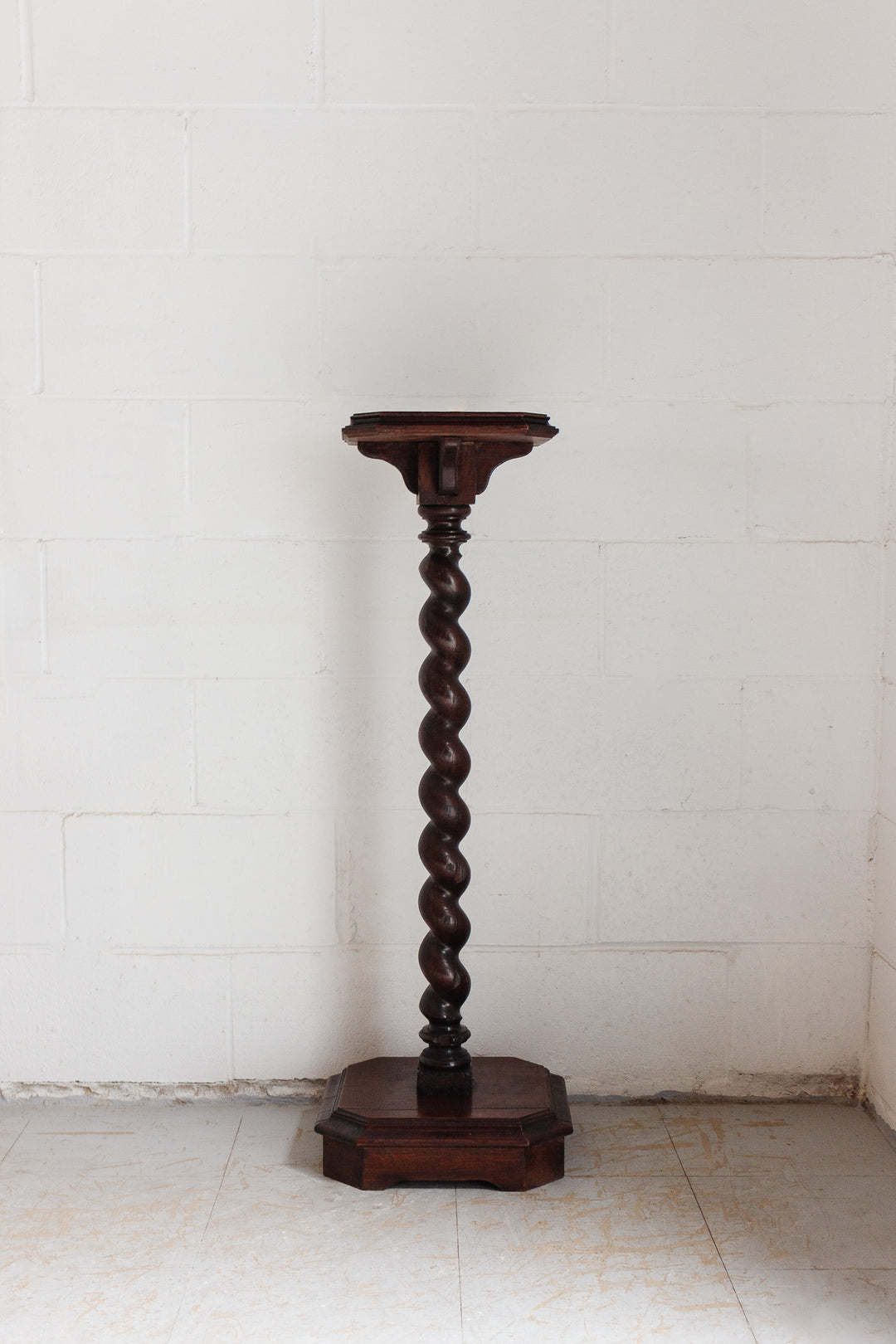 19th century French oak barley twist pedestal
