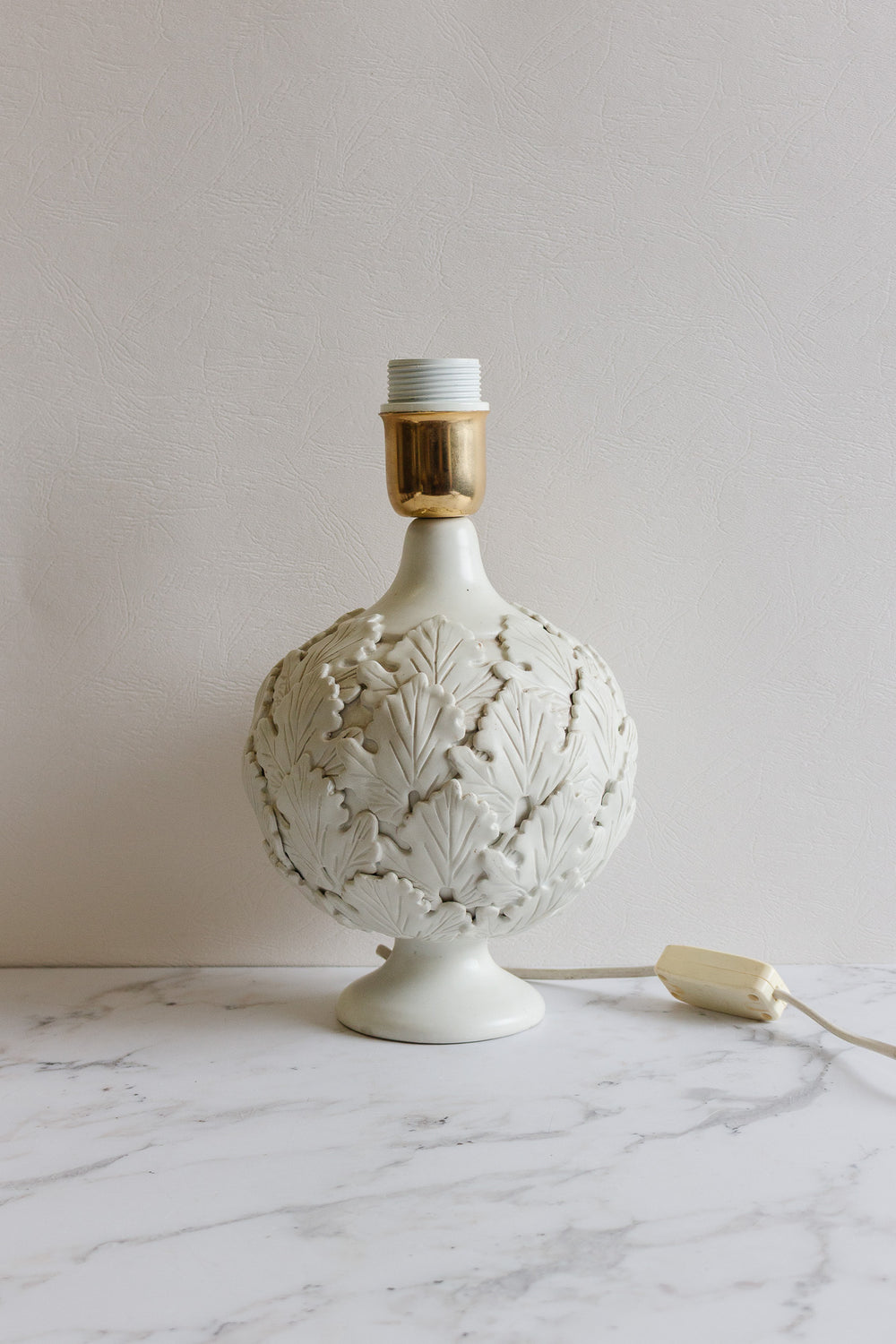 midcentury french hand crafted lamp with layered leaves