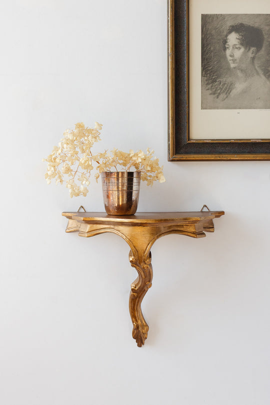 vintage italian florentine gilt wall mounted shelf