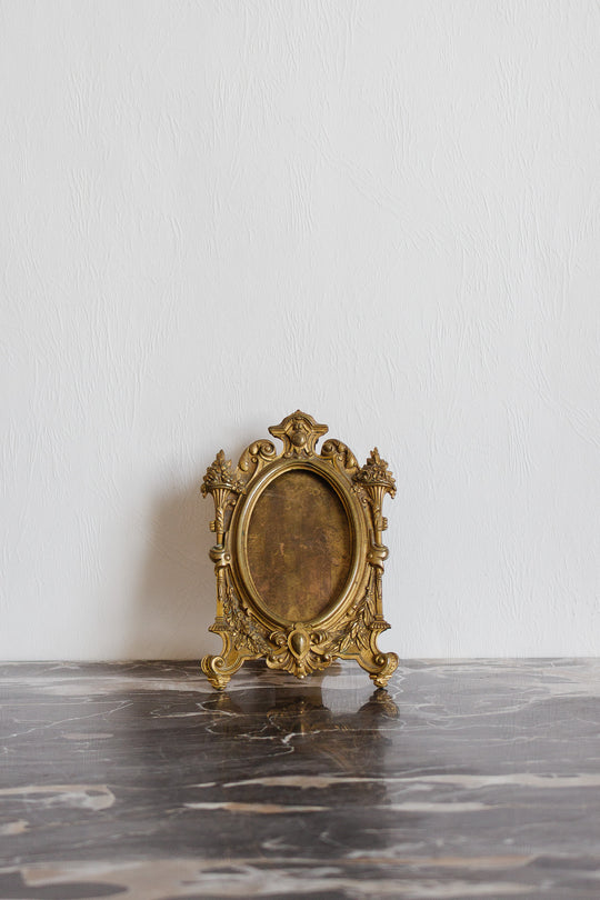 vintage french solid brass rococo photo frame