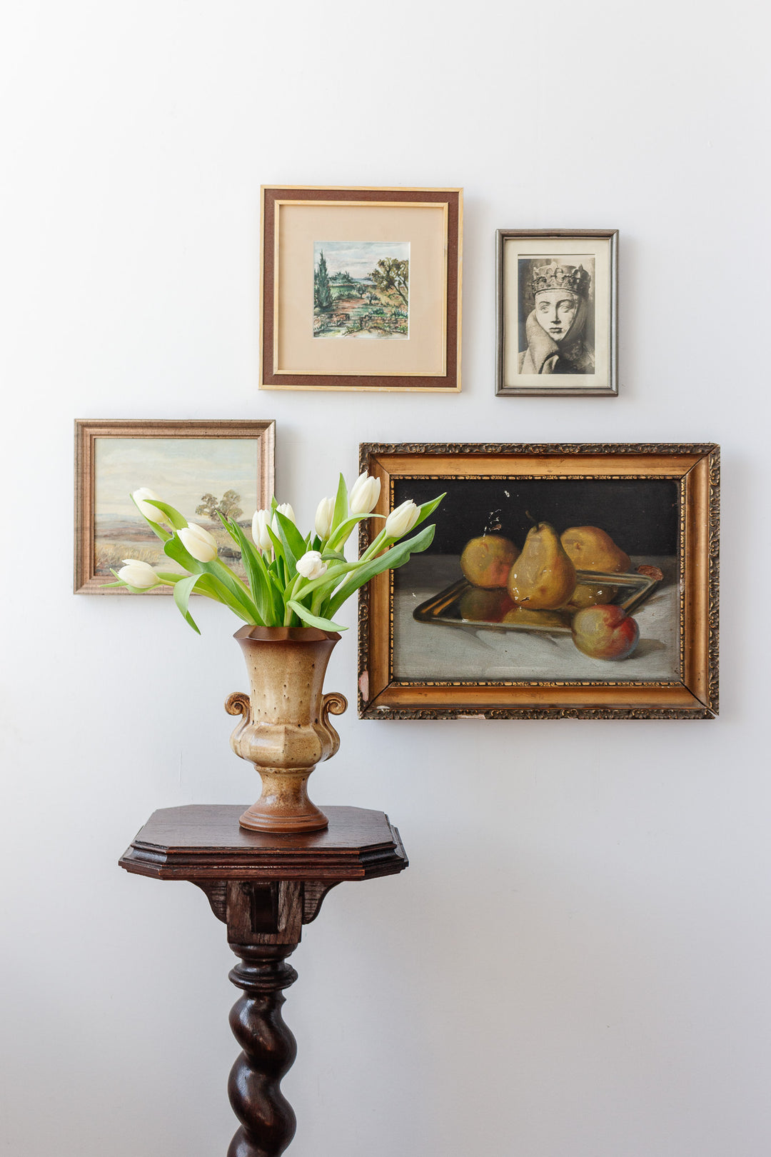 19th century French oak barley twist pedestal