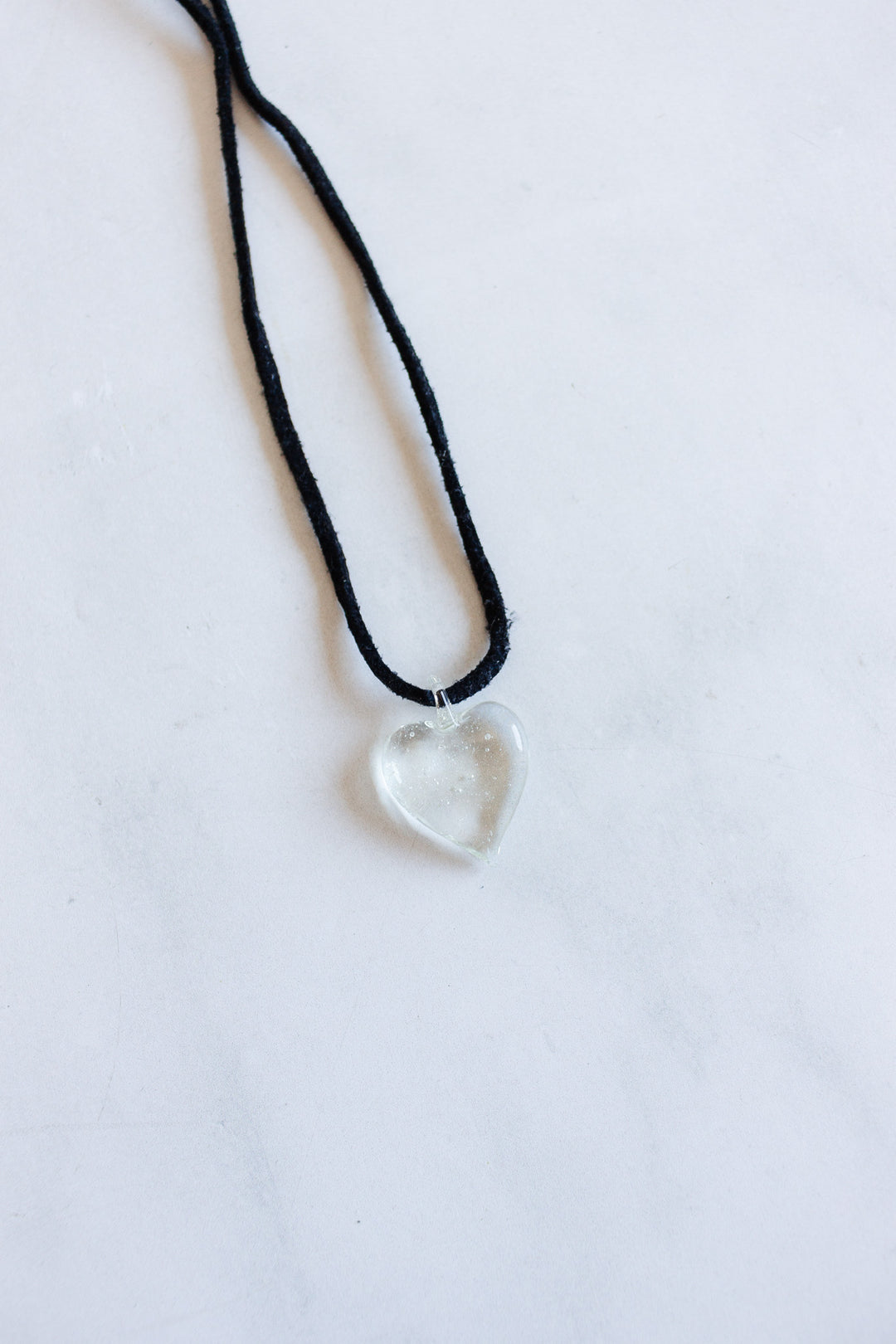 vintage french hand blown glass heart pendant necklace