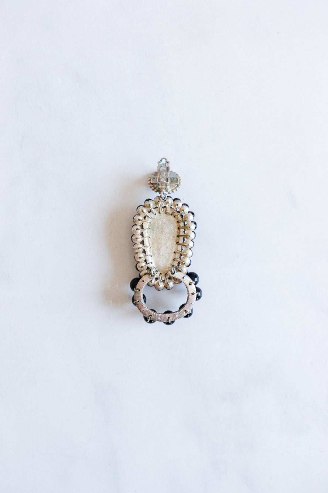 andrew GN paris runway mayan hematite and lucite statement earrings