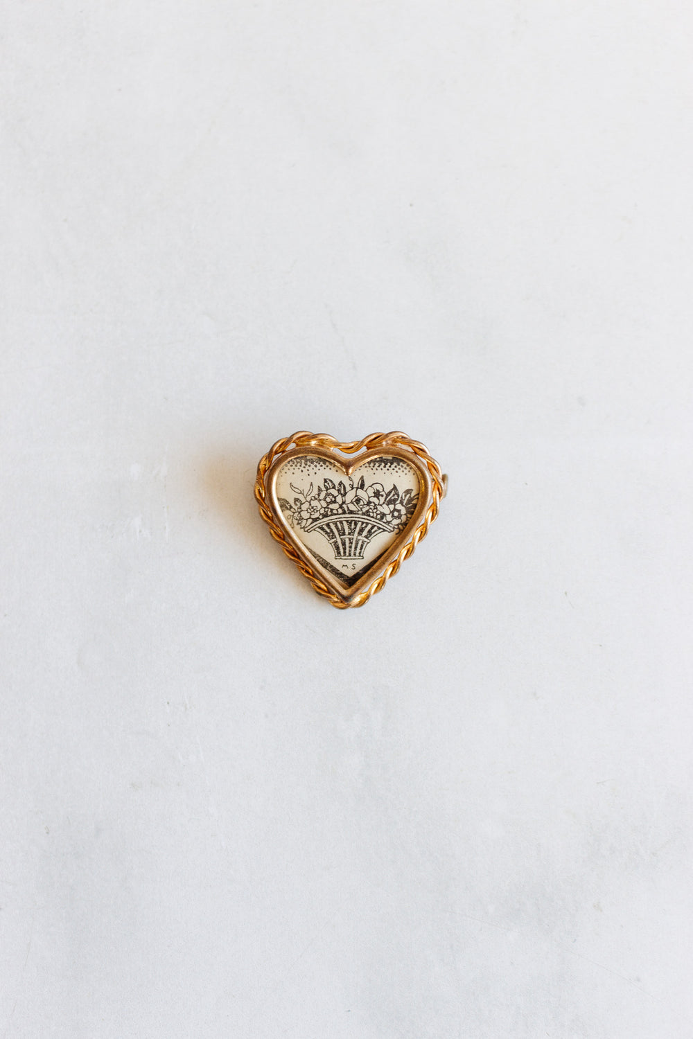 antique french "fleurs en coeur" brooch
