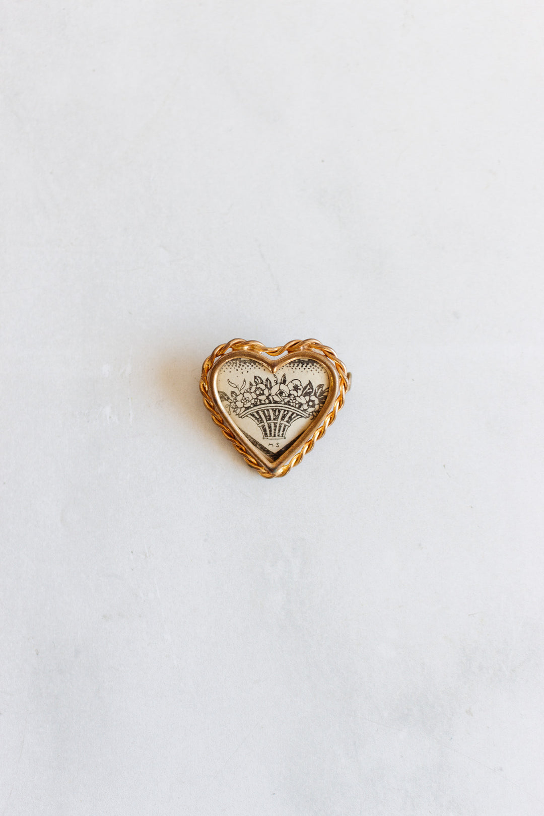 antique french "fleurs en coeur" brooch