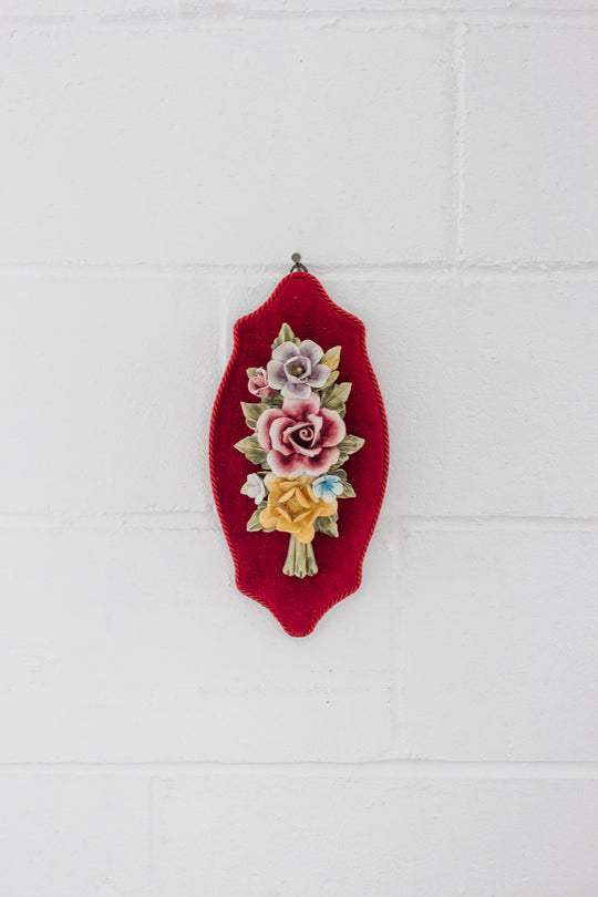 vintage Italian Capodimonte porcelain flowers on velvet