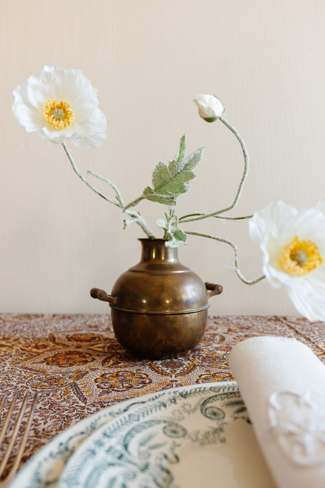 vintage Egyptian brass bean pot