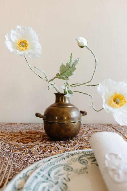 vintage Egyptian brass bean pot
