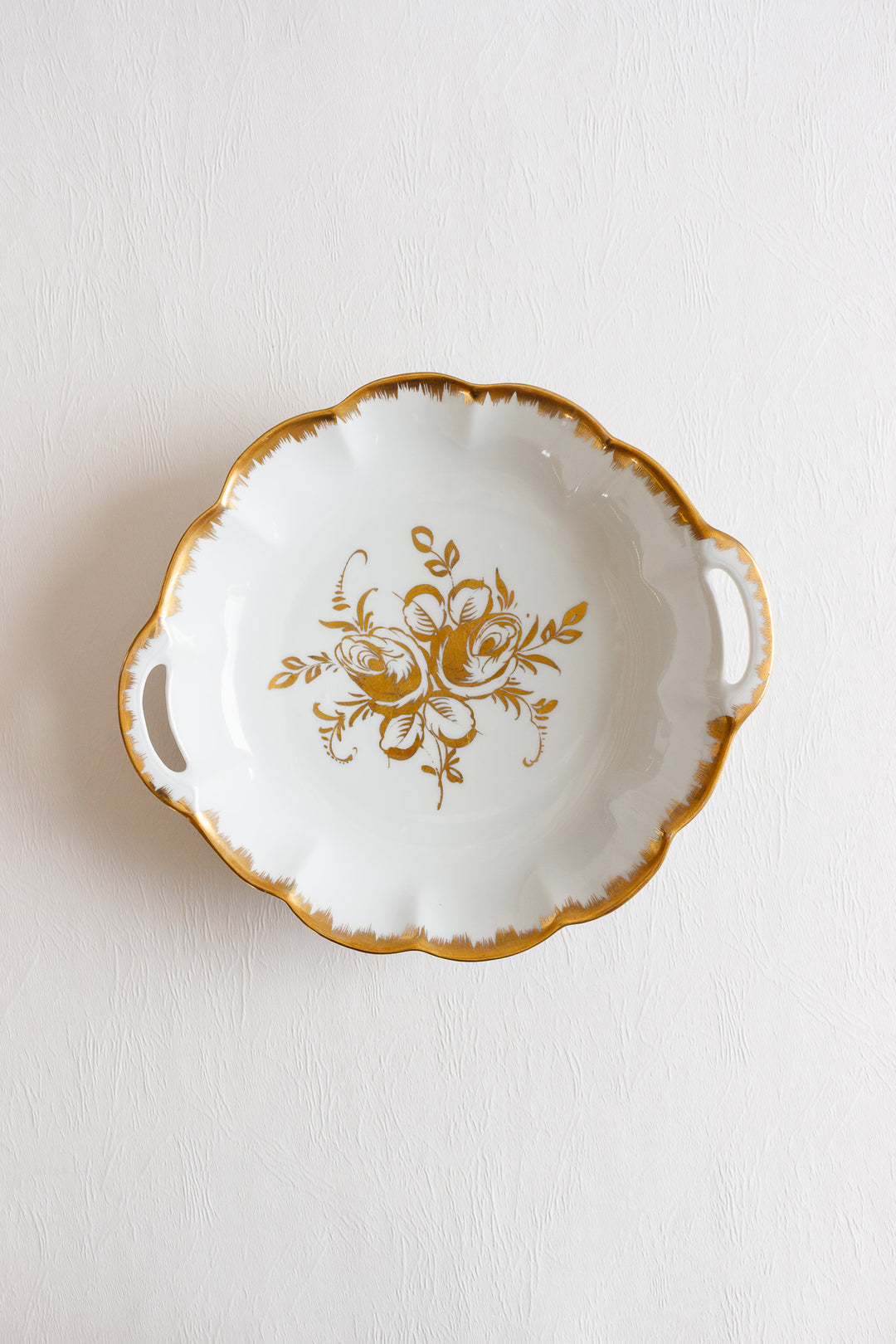 vintage french white and gold birks dish