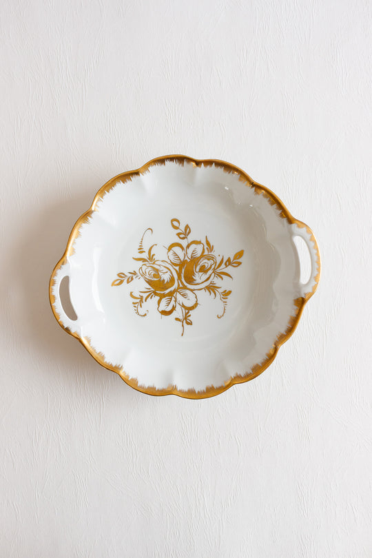 vintage french white and gold birks dish