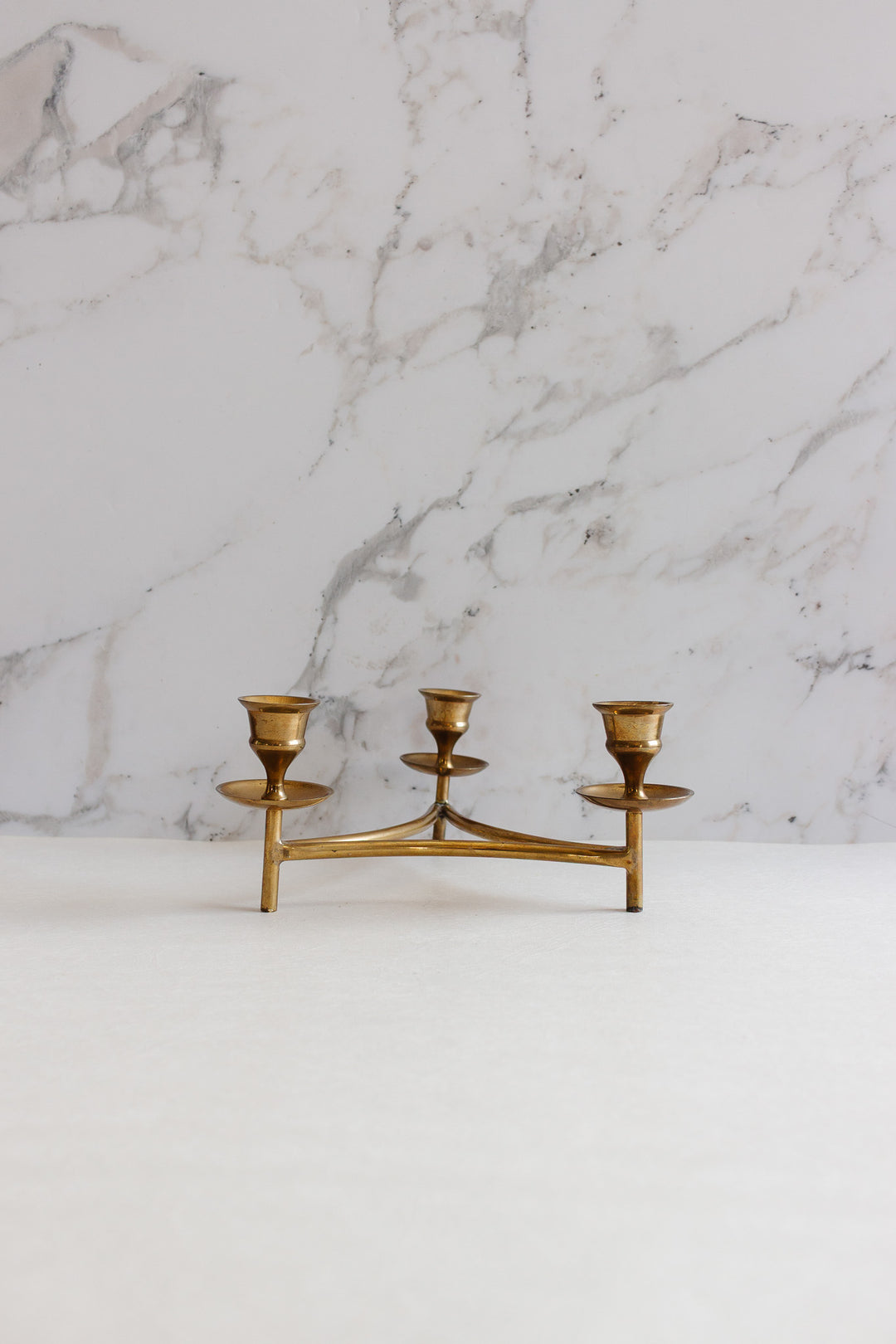 1970s french brass trio candlestick