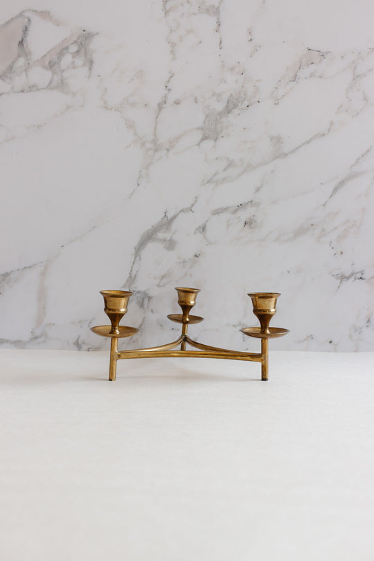 1970s french brass trio candlestick