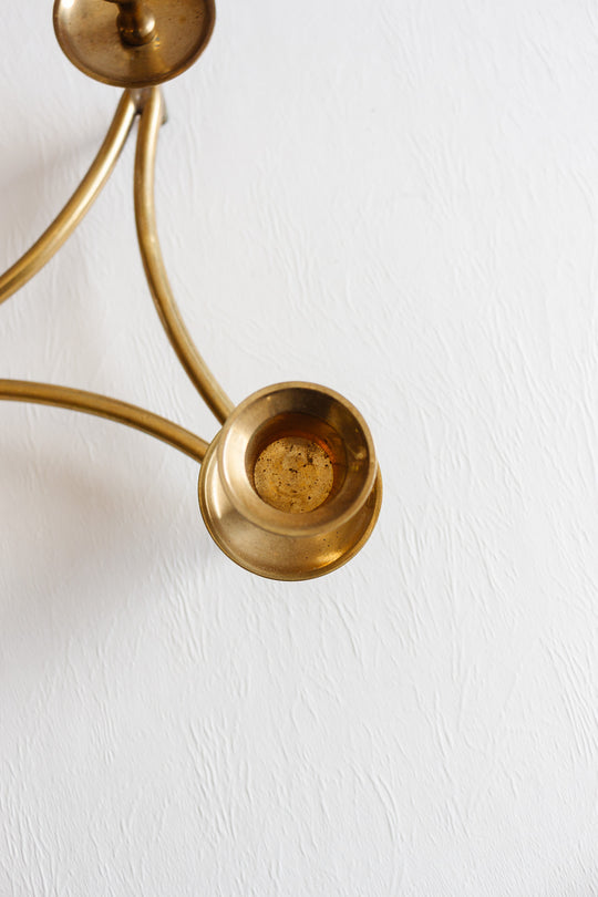 1970s french brass trio candlestick