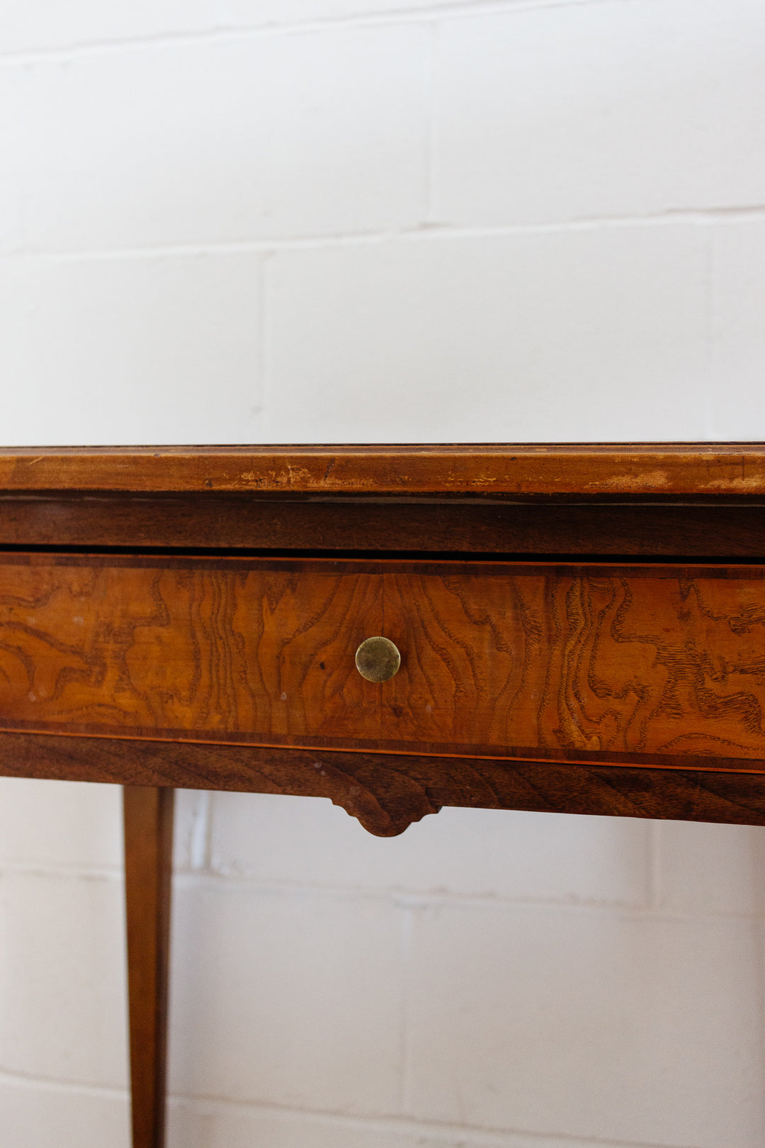 19th century Italian burl oak and inlay writing desk