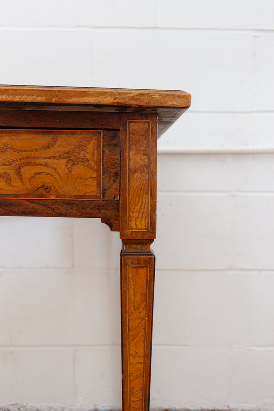 19th century Italian burl oak and inlay writing desk