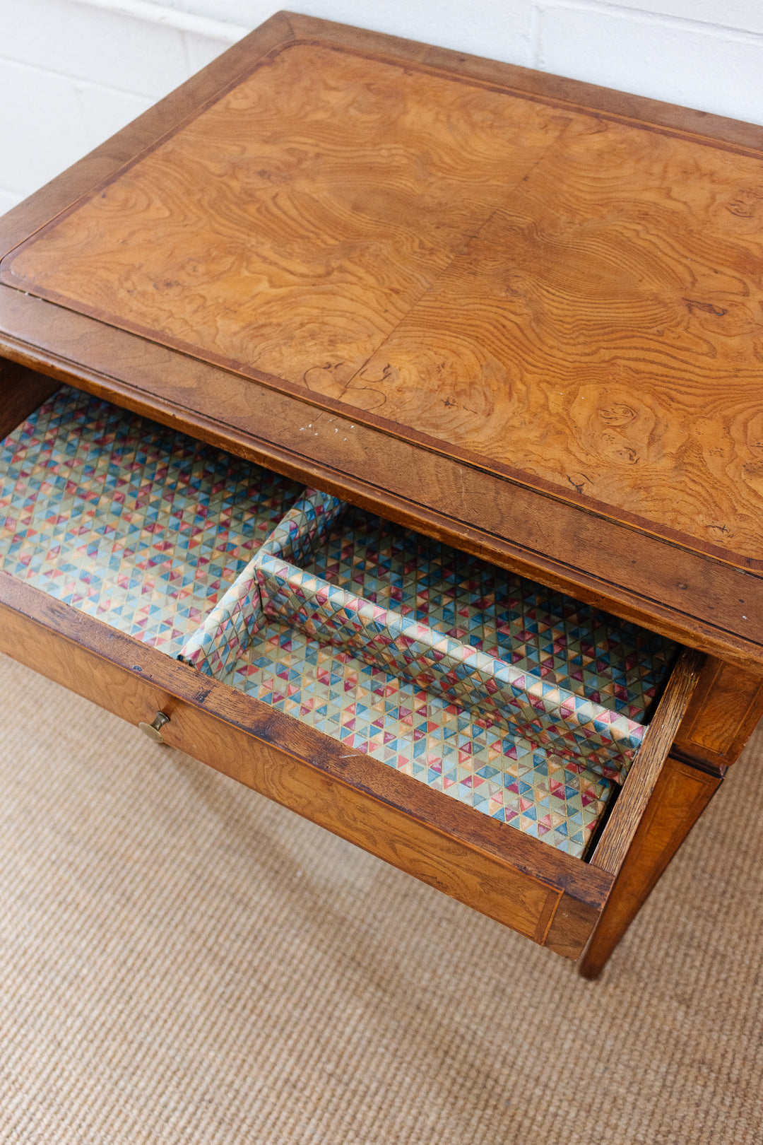 19th century Italian burl oak and inlay writing desk