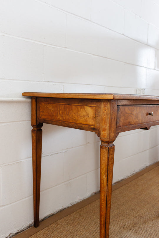 19th century Italian burl oak and inlay writing desk