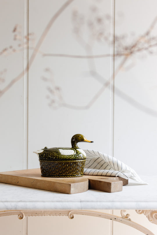vintage geo "barbotine" duck tureen