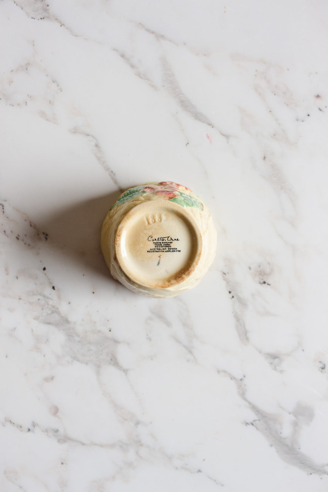 antique English Carltonware foxglove majolica sugar bowl