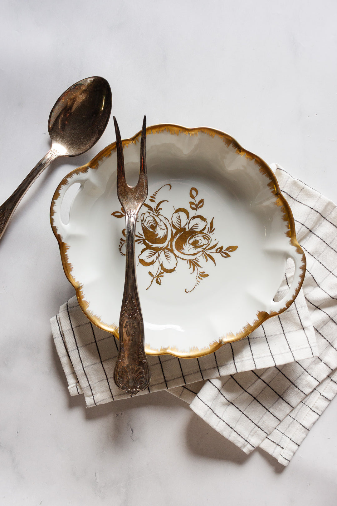 vintage french white and gold birks dish