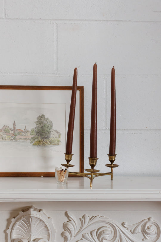 1970s french brass trio candlestick