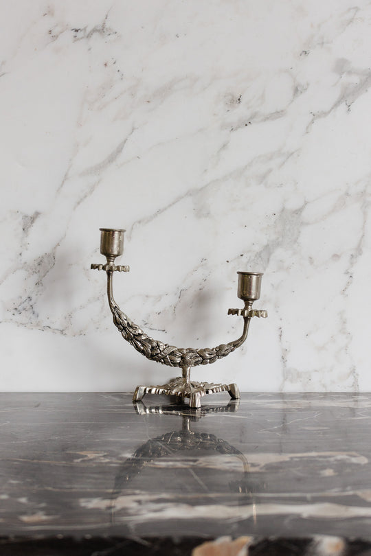 vintage european asymmetrical silver candelabra