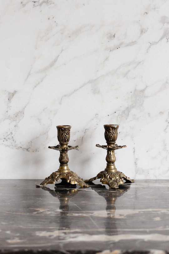 pair of vintage italian solid brass candlesticks